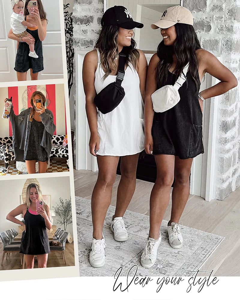 Womens Athletic Sleeveless Mini Dress with Built-in Shorts V Neck Spaghetti Strap Short Tennis Dress with Pockets