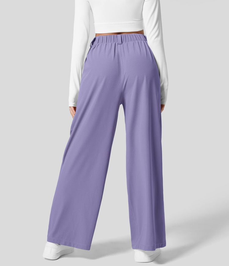 High Waisted Stretch Pants™ - Waffle Texture and Wide Legs