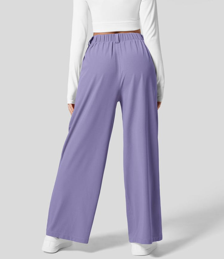High Waisted Stretch Pants™ - Waffle Texture and Wide Legs