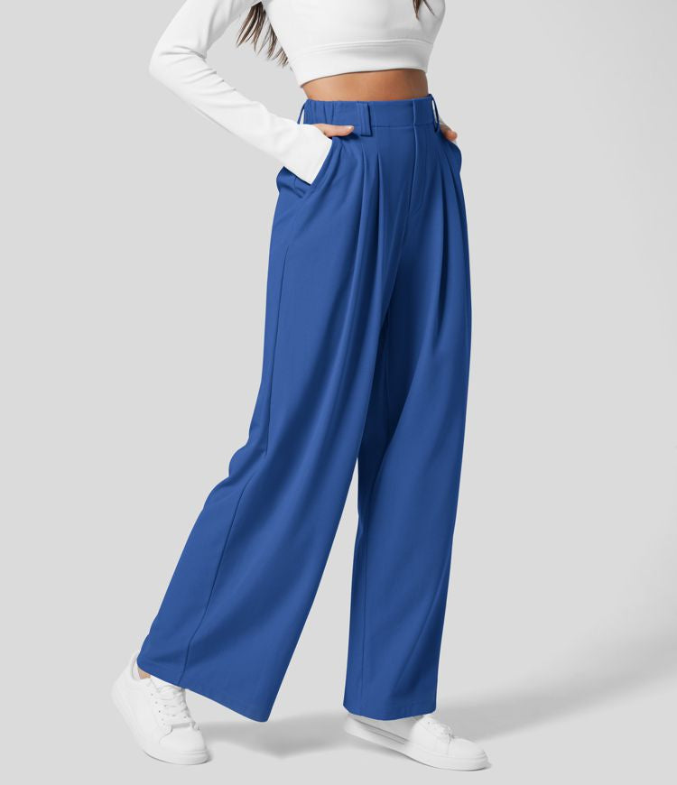 High Waisted Stretch Pants™ - Waffle Texture and Wide Legs