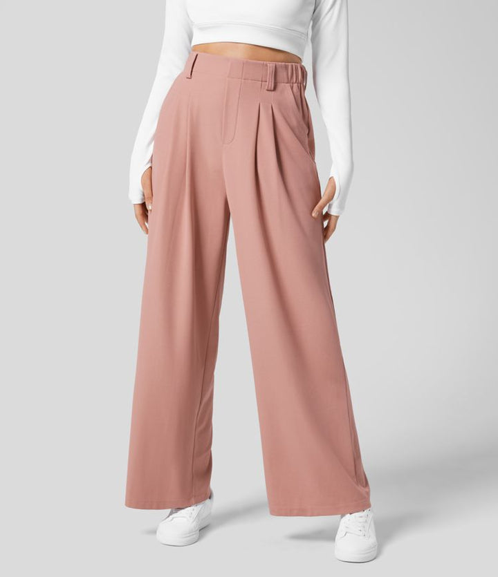 High Waisted Stretch Pants™ - Waffle Texture and Wide Legs