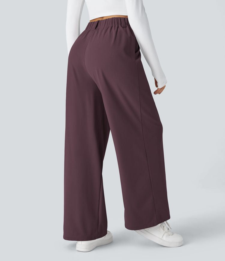 High Waisted Stretch Pants™ - Waffle Texture and Wide Legs