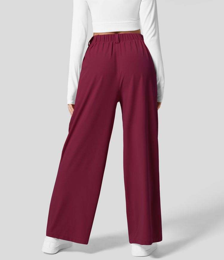 High Waisted Stretch Pants™ - Waffle Texture and Wide Legs