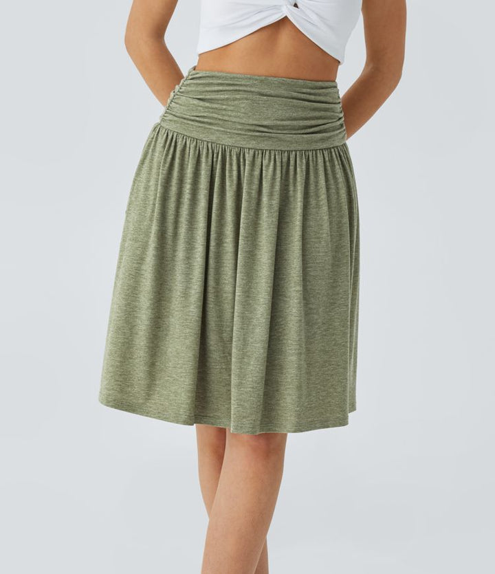 Resort Flow Skirt™ -High Waisted with Ruched Side Pockets.