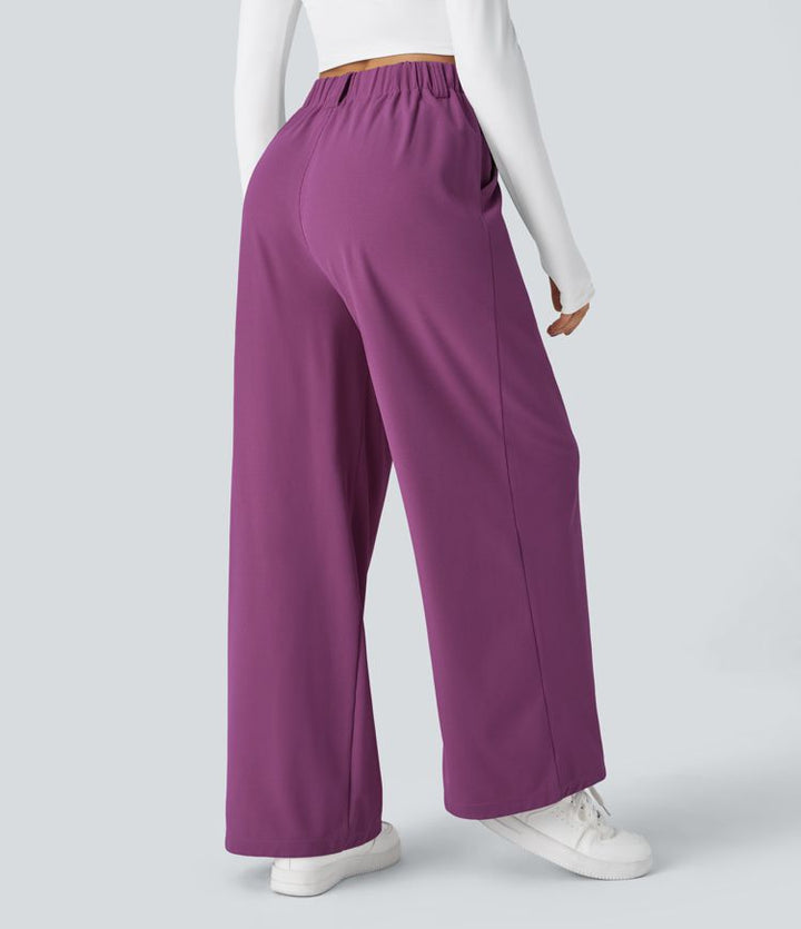 High Waisted Stretch Pants™ - Waffle Texture and Wide Legs