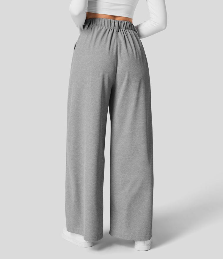 High Waisted Stretch Pants™ - Waffle Texture and Wide Legs