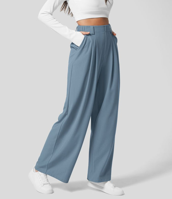 High Waisted Stretch Pants™ - Waffle Texture and Wide Legs