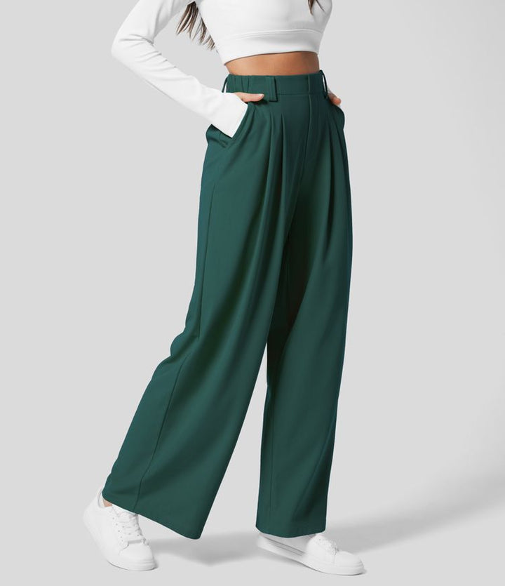 High Waisted Stretch Pants™ - Waffle Texture and Wide Legs