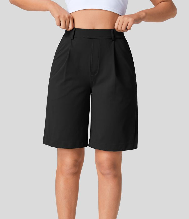 Bermuda Shorts™ - High-waisted shorts with pleated side pockets