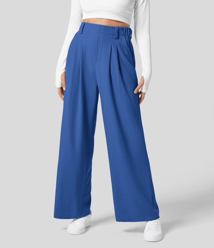 High Waisted Stretch Pants™ - Waffle Texture and Wide Legs