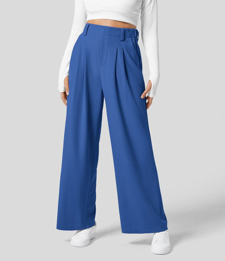 High Waisted Stretch Pants™ - Waffle Texture and Wide Legs