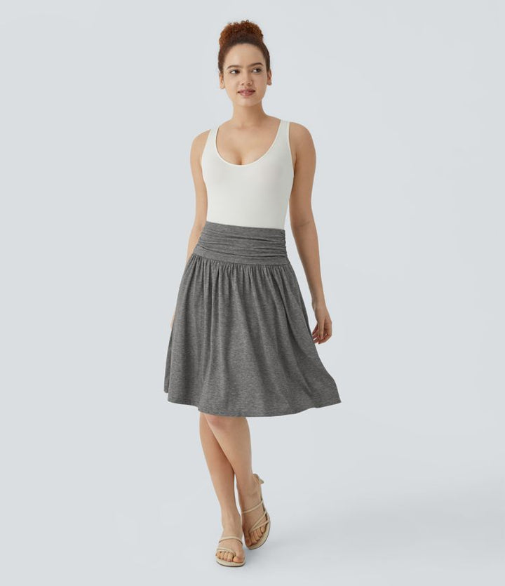 Resort Flow Skirt™ -High Waisted with Ruched Side Pockets.