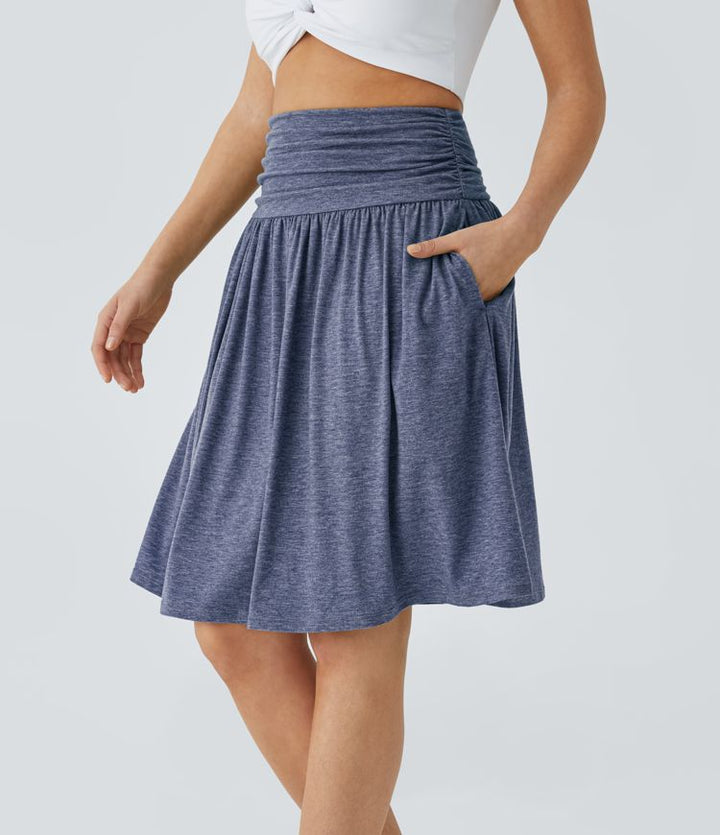 Resort Flow Skirt™ -High Waisted with Ruched Side Pockets.