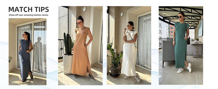 Women's Casual Loose Split Wrinkle-Free Maxi Dress