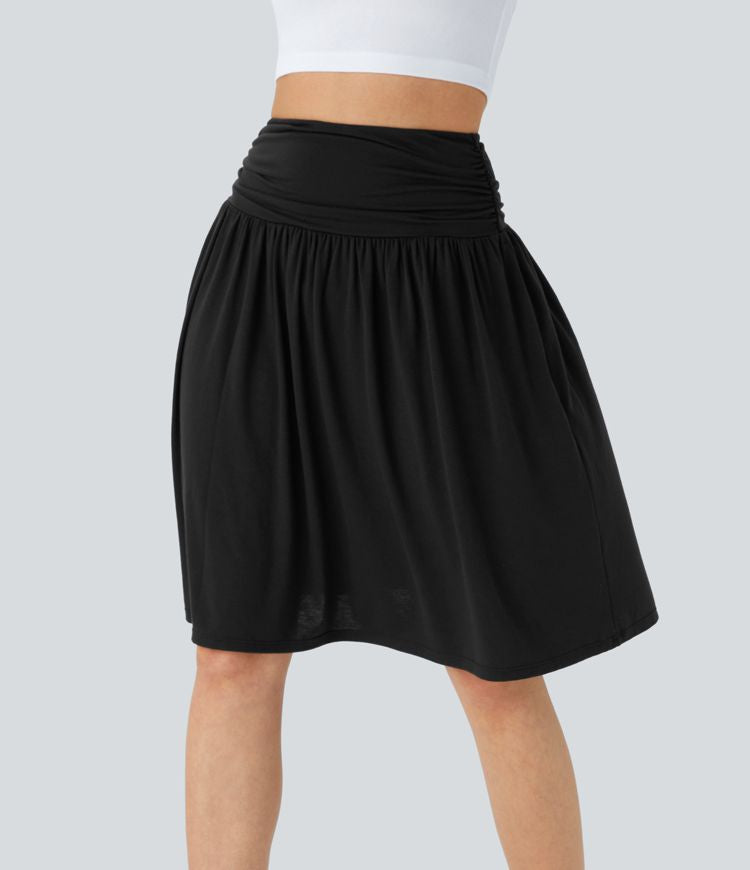 Resort Flow Skirt™ -High Waisted with Ruched Side Pockets.