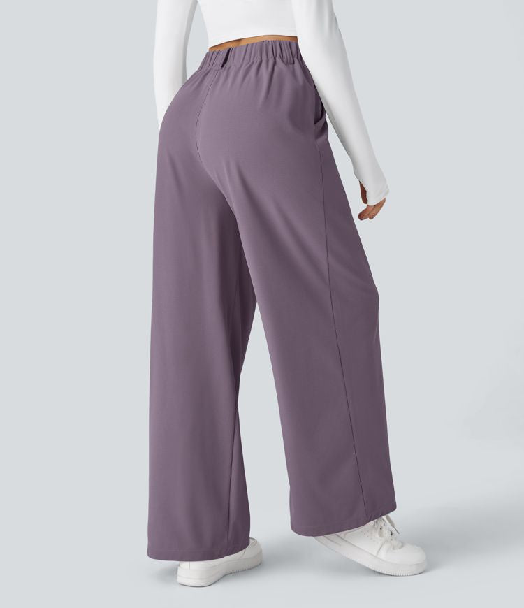 High Waisted Stretch Pants™ - Waffle Texture and Wide Legs