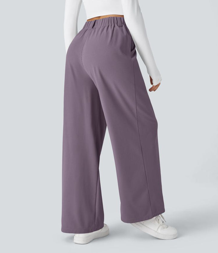 High Waisted Stretch Pants™ - Waffle Texture and Wide Legs