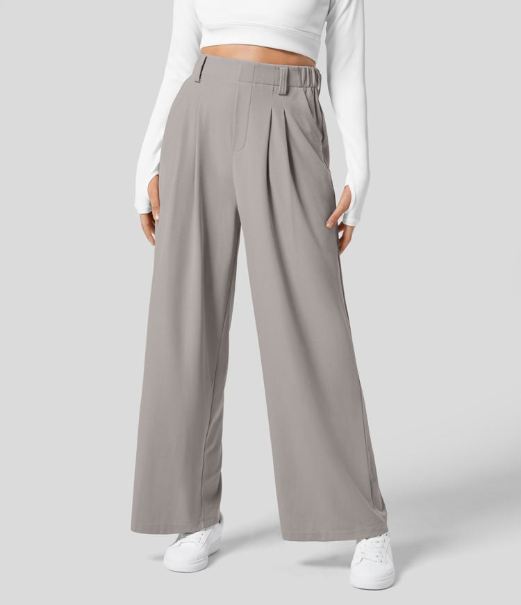 High Waisted Stretch Pants™ - Waffle Texture and Wide Legs