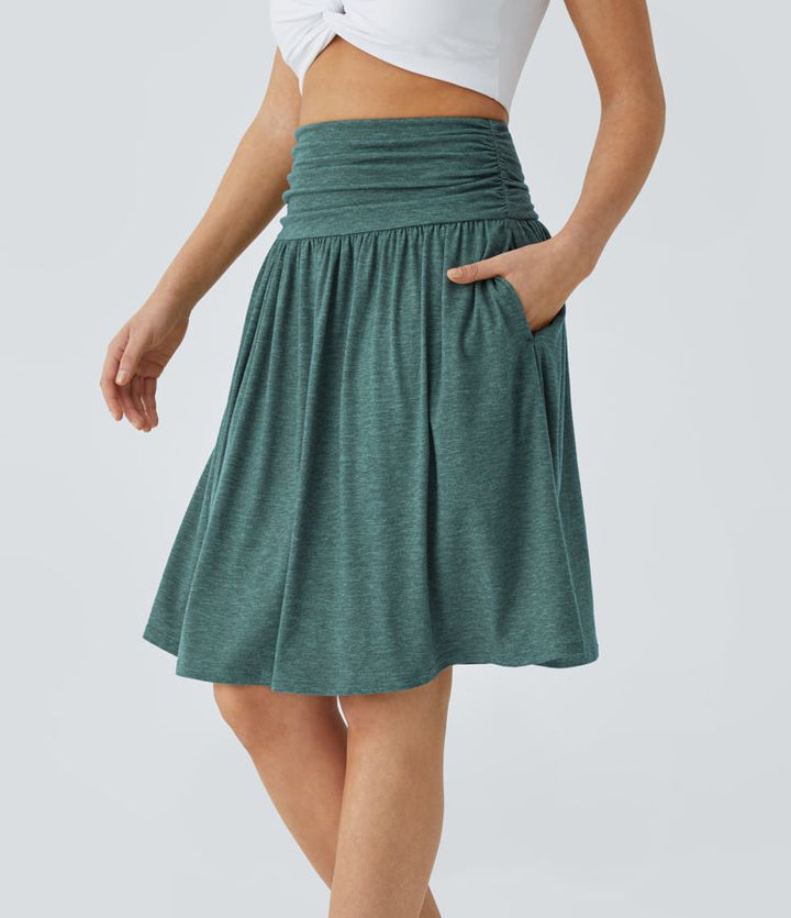 Resort Flow Skirt™ -High Waisted with Ruched Side Pockets.