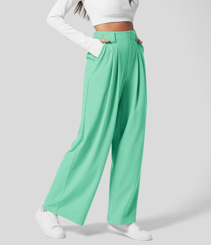 High Waisted Stretch Pants™ - Waffle Texture and Wide Legs