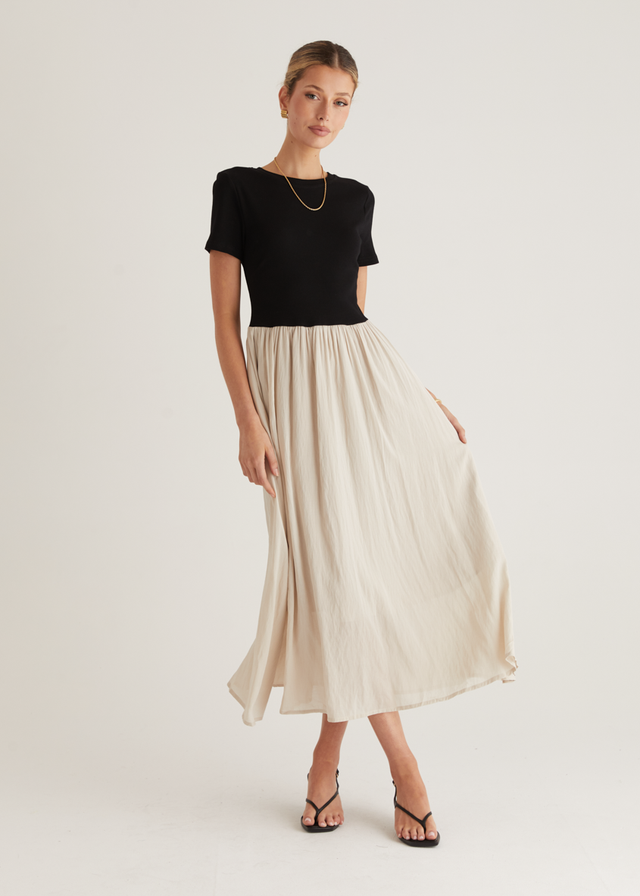 Riptide Maxi Dress - Beige Splice
