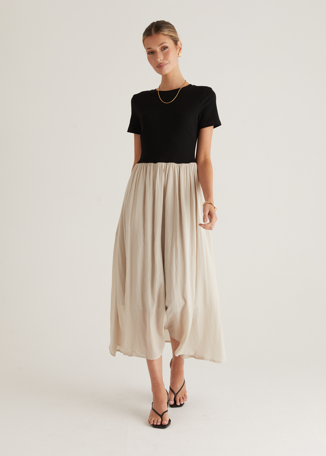 Riptide Maxi Dress - Beige Splice
