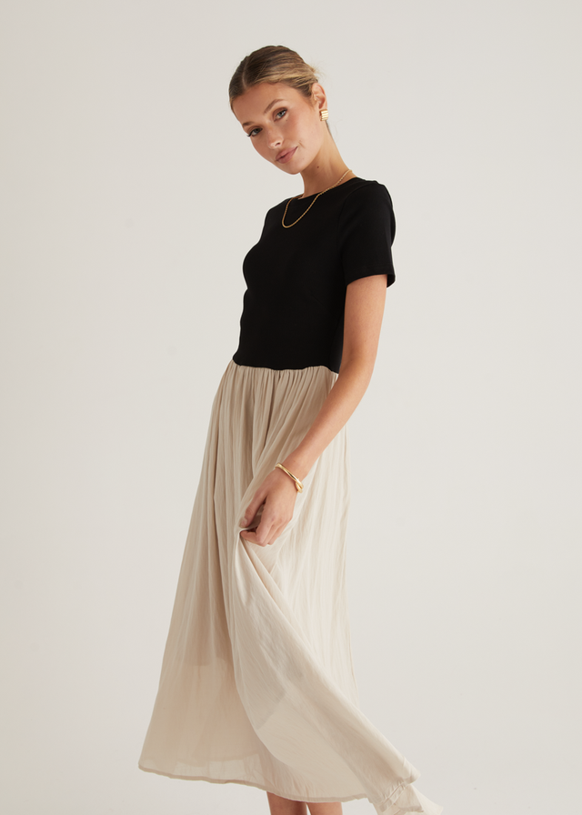 Riptide Maxi Dress - Beige Splice