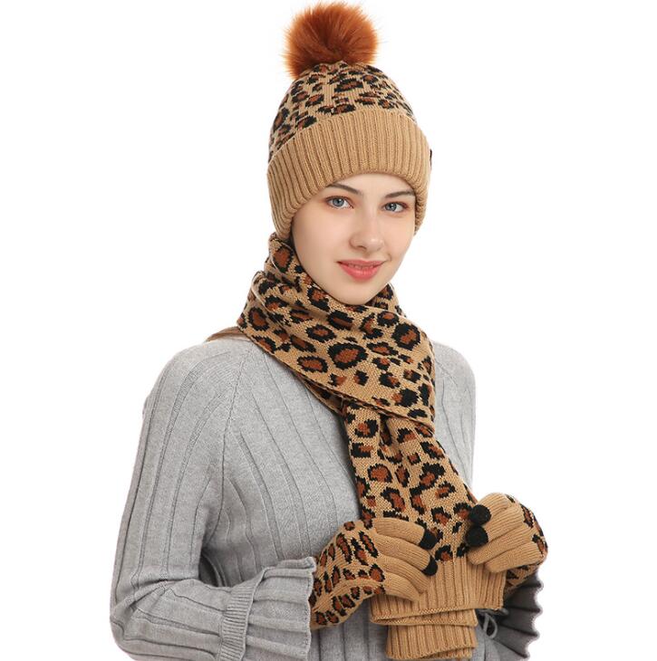 3-piece Women's Crochet Bobble Beanie, Scarf, and Touchscreen Mittens Winter Set