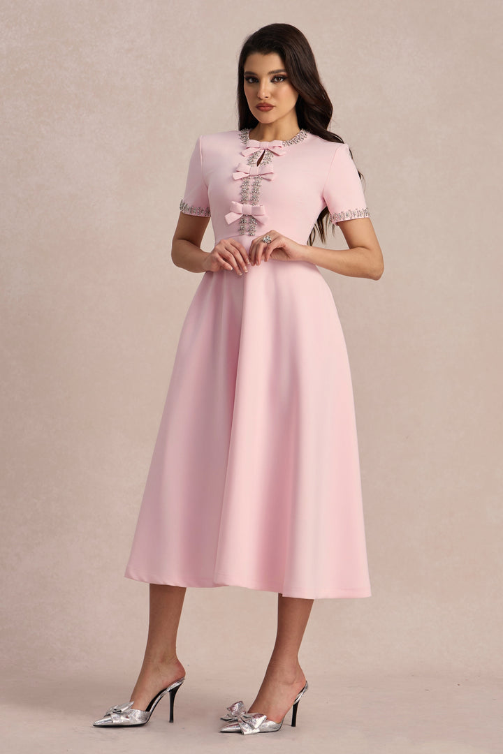 Zoe Bowknot Crystal-embellished Midi Dress