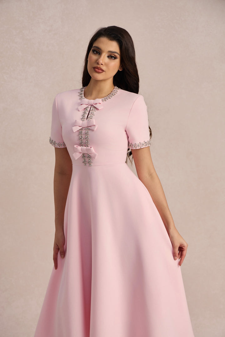 Zoe Bowknot Crystal-embellished Midi Dress