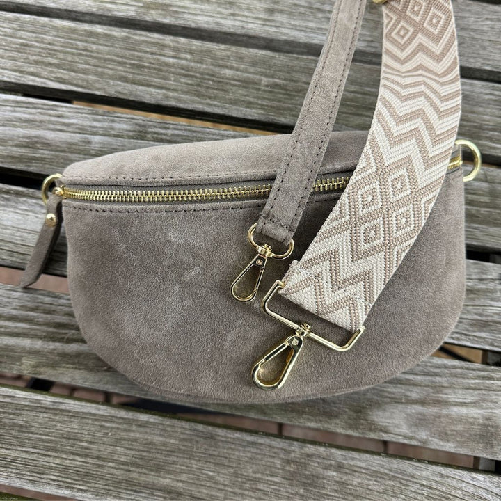 Avery Plush Leather Belt Bag Set for Women - Dark Taupe