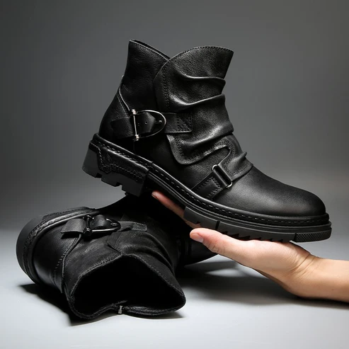 Cambridge Leather Biker Boots