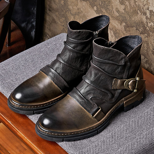 Cambridge Leather Biker Boots
