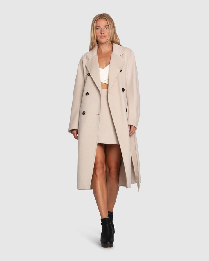 Real Love Double Breasted Maxi Coat- Pearl