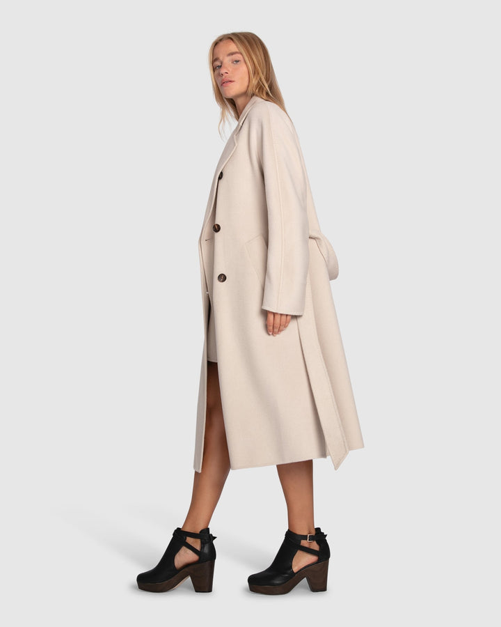 Real Love Double Breasted Maxi Coat- Pearl