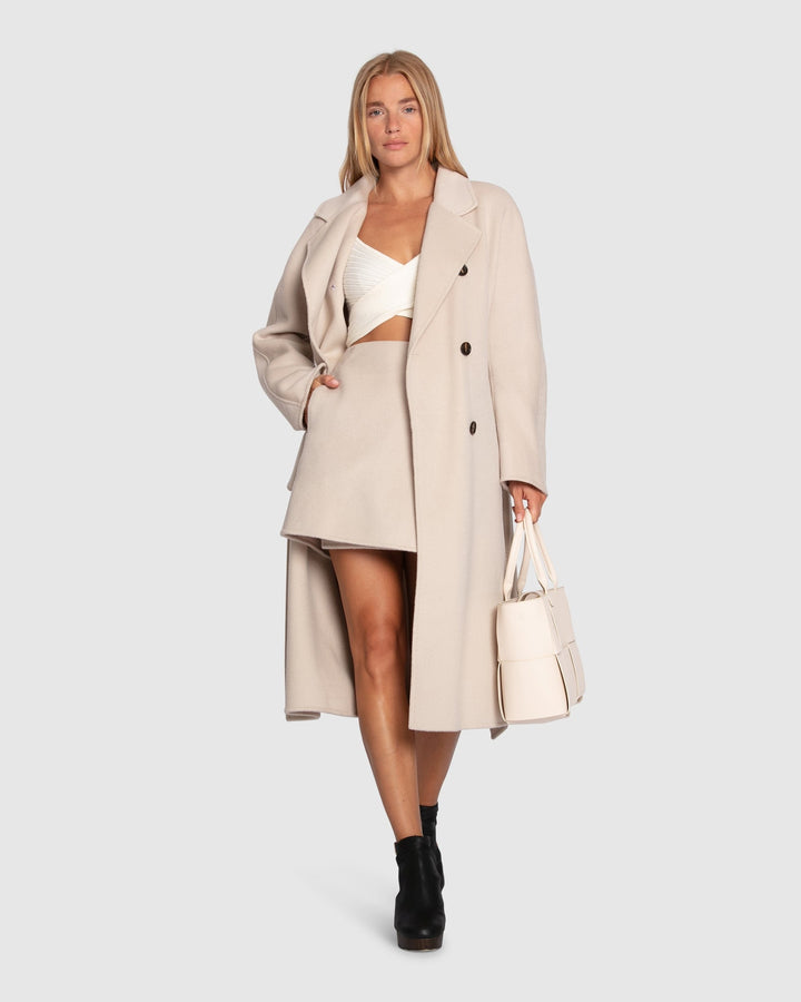 Real Love Double Breasted Maxi Coat- Pearl