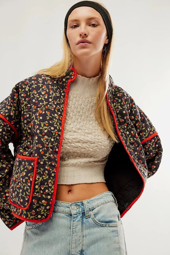 Eira Floral Quilted Cropped Jacket