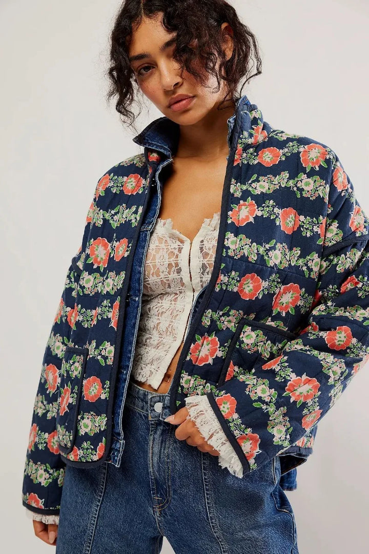 Eira Floral Quilted Cropped Jacket