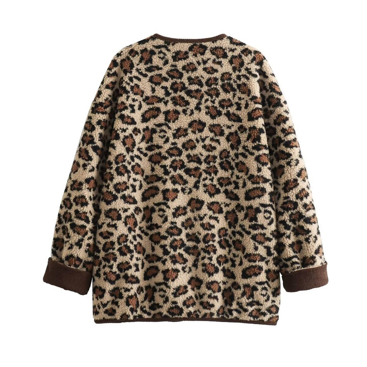 Bramley Women Leopard Print Wool Winter Jacket with Pockets
