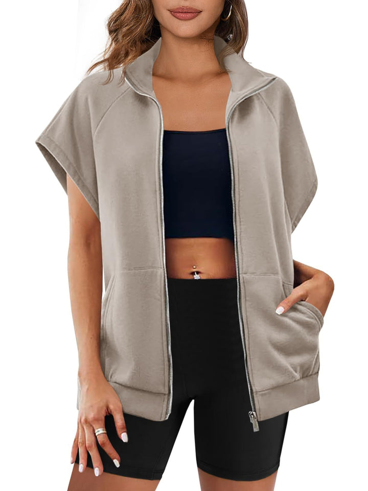 Women's Zip Up Sleeveless Sweatshirt With Pockets