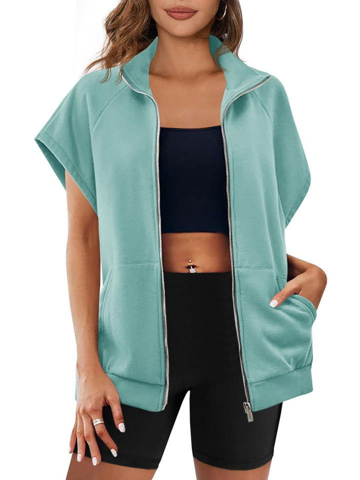 Women's Zip Up Sleeveless Sweatshirt With Pockets