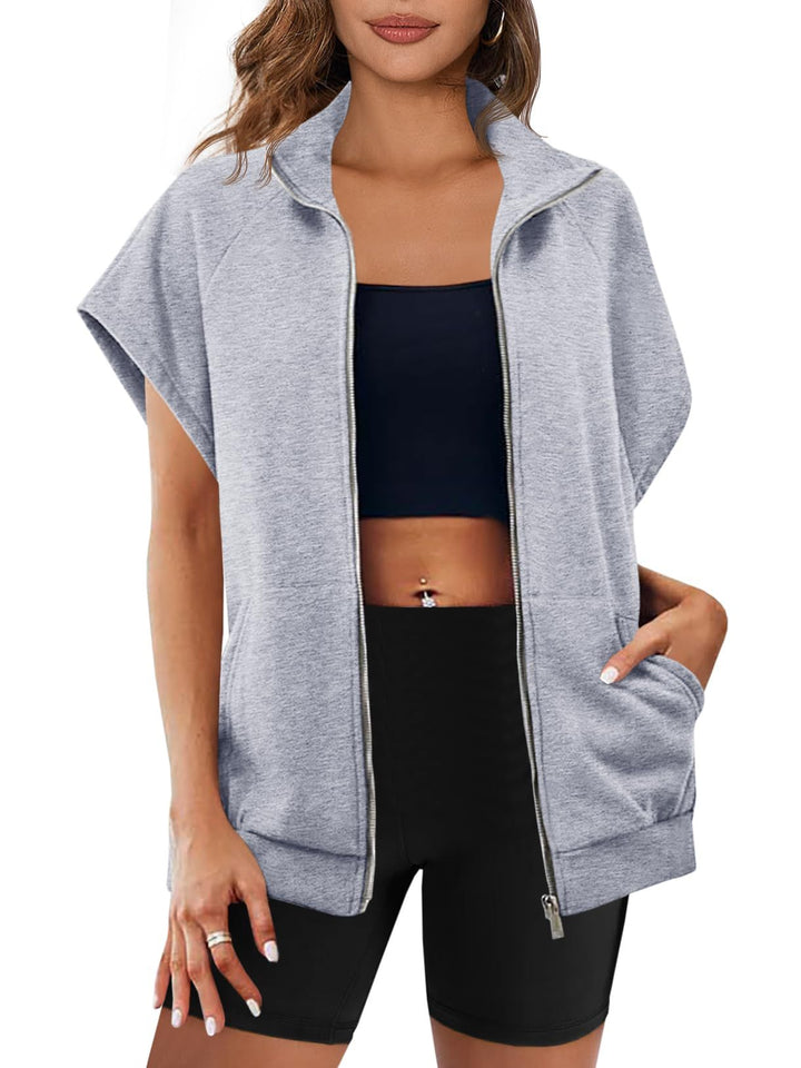 Women's Zip Up Sleeveless Sweatshirt With Pockets