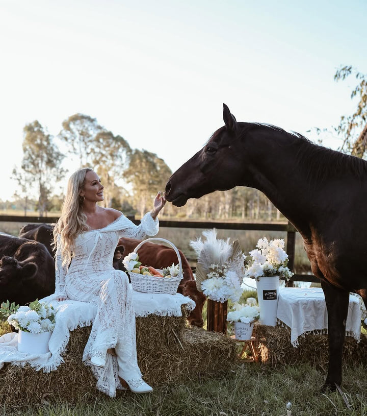 Emily Off-the-Shoulder Lace Maxi Dress