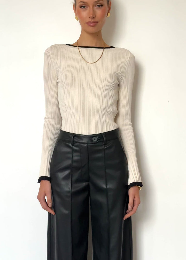 Karley PU Wide Leg Pants - Black