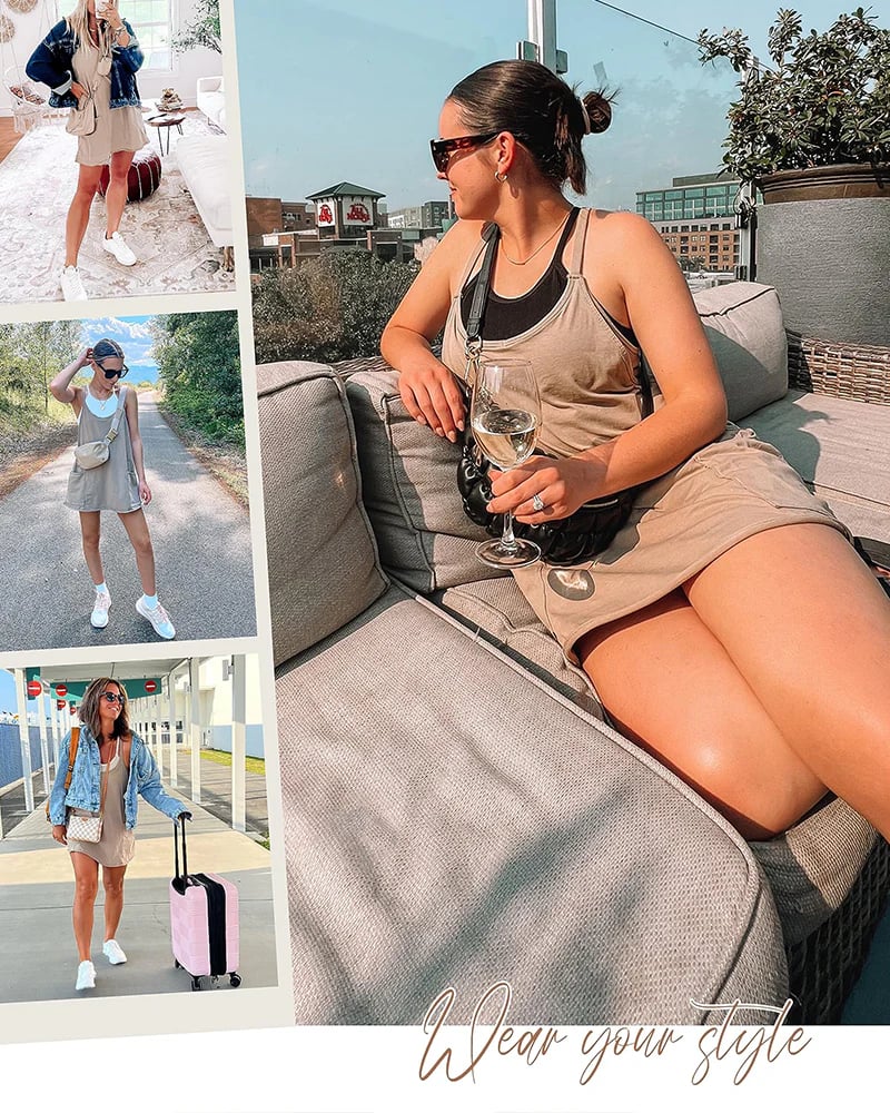 Womens Athletic Sleeveless Mini Dress with Built-in Shorts V Neck Spaghetti Strap Short Tennis Dress with Pockets