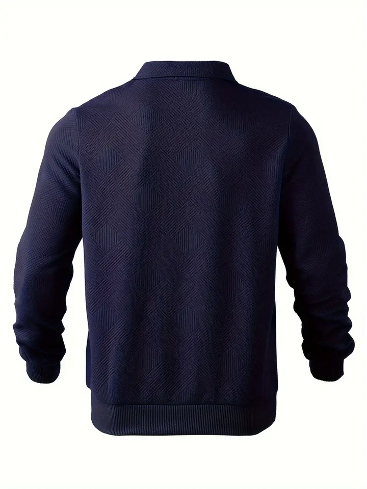 The Camden™ | Vintage Zip-Up Pullover with Geometric Design