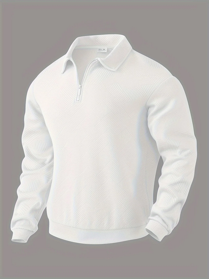 The Camden™ | Vintage Zip-Up Pullover with Geometric Design