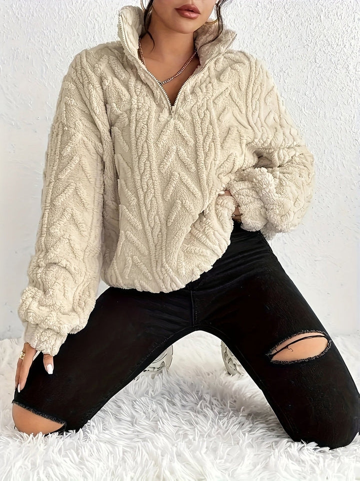 Olivia - Luxe Cable Knit Fleece Sweatshirt