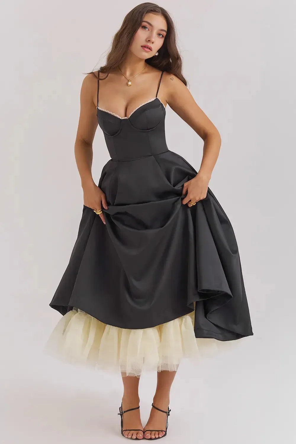 Cloe Midi Dress - Shapes the Waist | Double Layer