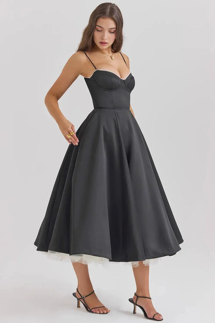 Cloe Midi Dress - Shapes the Waist | Double Layer